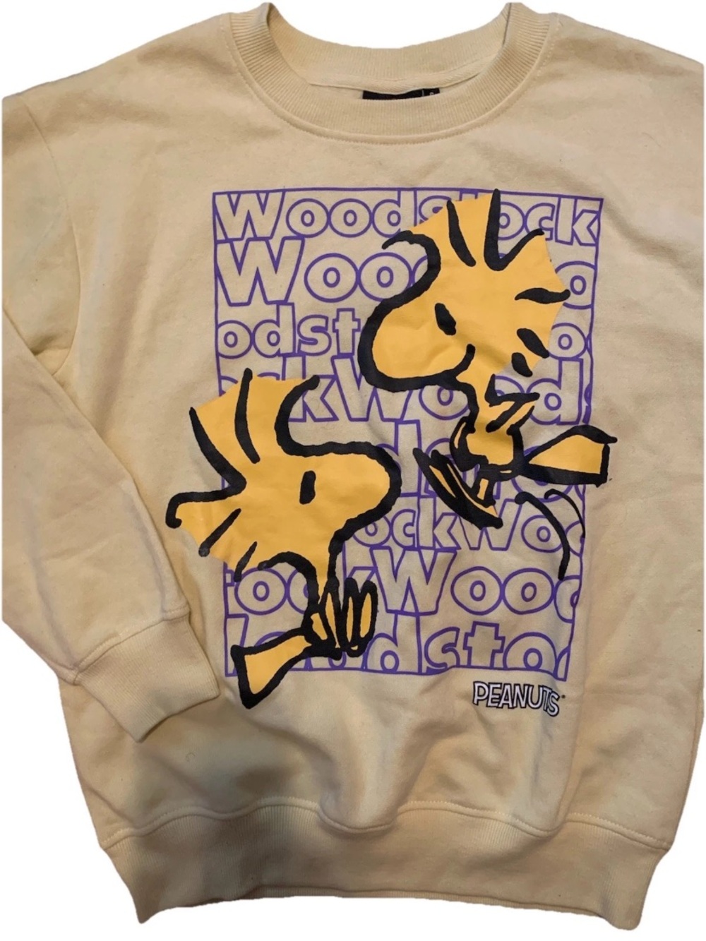 Peanuts Woodstock Cream Graphic Crewneck Sweatshirt size small - Picture 2 of 6